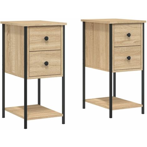 Mesitas noche 2 uds madera ingeniería roble Sonoma 32x42x70 cm vidaXL