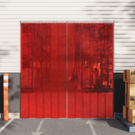 Tira de cortina para puertas PVC rojo 300x2,6 mm 25 m vidaXL