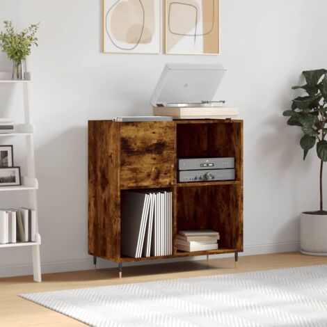 Mueble discos madera contrachapada roble ahumado 84,5x38x89 cm vidaXL