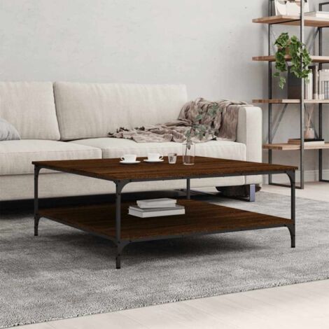 Mesa de centro madera de ingeniería marrón roble 100x100x40 cm vidaXL (1/5)