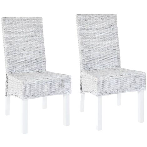 Sillas de comedor 2 uds ratán Kubu y madera caoba marrón claro vidaXL