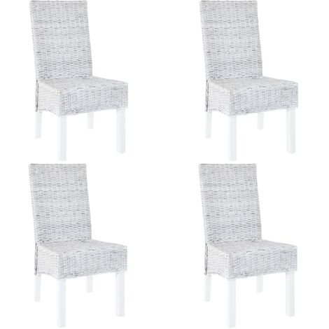 Sillas de comedor 4 uds ratán Kubu y madera mango blanco vidaXL