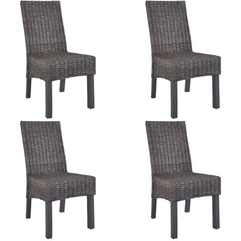 Sillas de comedor 4 unidades ratán Kubu y madera mango marrón vidaXL