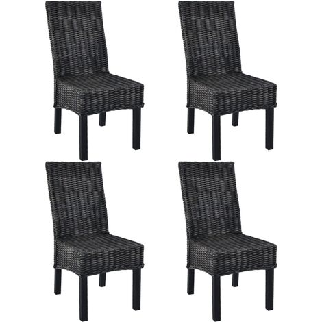 Sillas de comedor 4 unidades ratán Kubu y madera mango negro vidaXL
