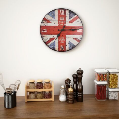 Reloj vintage de pared con flores UK 30 cm vidaXL