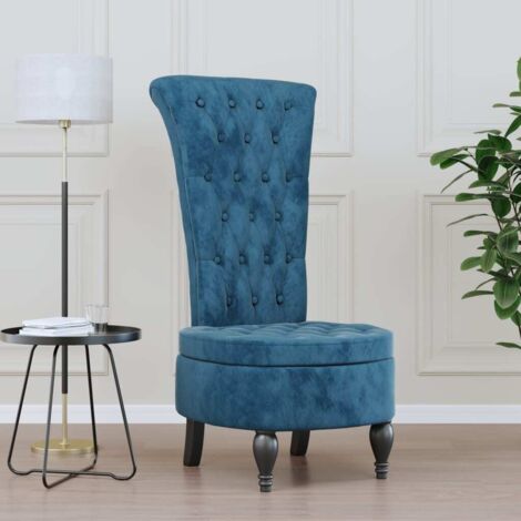 Sillón de respaldo alto con botones terciopelo azul vidaXL