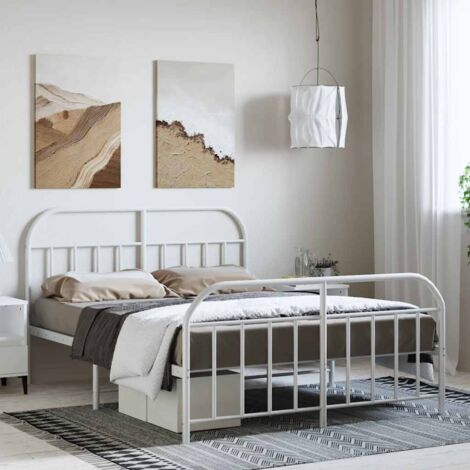 Estructura cama sin colchón con estribo metal blanco 150x200 cm vidaXL (1/5)