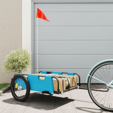 Remolque para bicicletas hierro y tela Oxford azul vidaXL