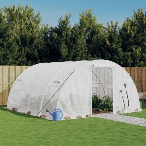 Invernadero con estructura de acero blanco 16 m² 4x4x2 m vidaXL