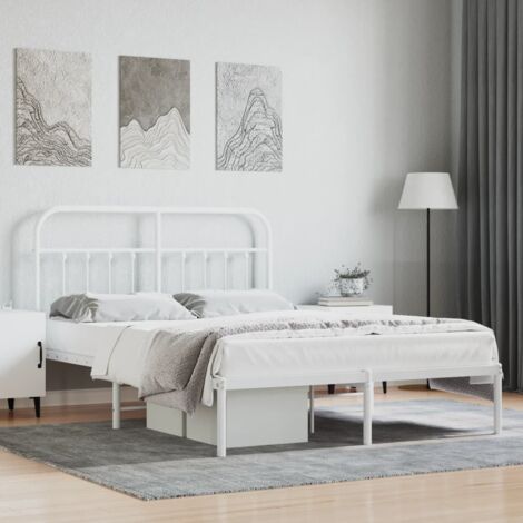 Estructura cama sin colchón con cabecero metal blanco 140x190cm vidaXL (1/5)