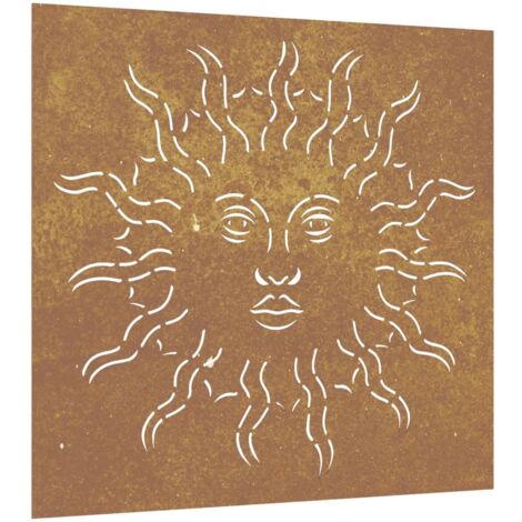 Adorno de pared de jardín acero corten diseño sol 55x55 cm vidaXL