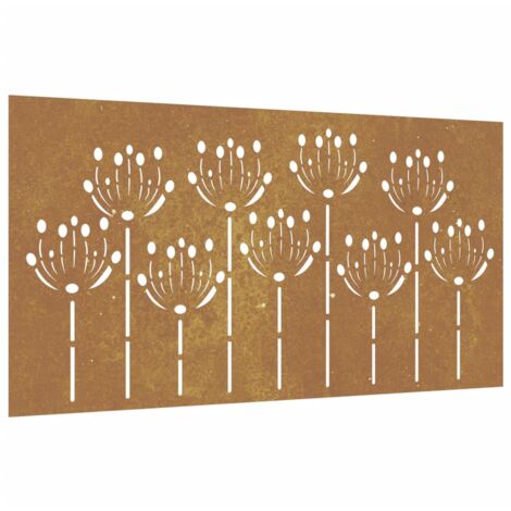 Adorno de pared de jardín acero corten diseño flores 105x55 cm vidaXL