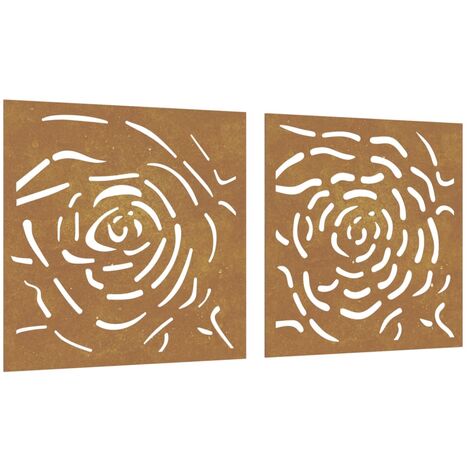 Adorno de pared jardín 2 uds acero corten diseño rosa 55x55 cm vidaXL (1/5)
