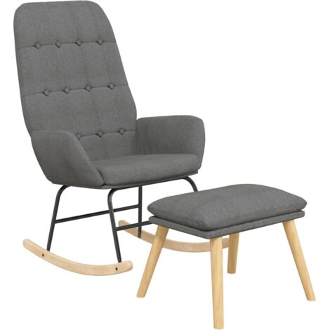Sillón mecedora con taburete tela gris claro vidaXL