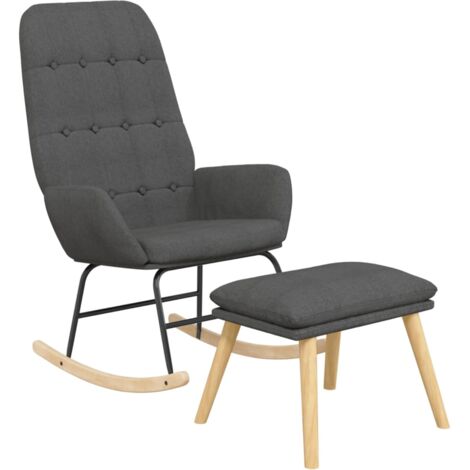 Sillón mecedora con taburete tela gris oscuro vidaXL
