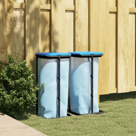 Soportes para bolsas de basura 2 uds PP negro y azul 60 L vidaXL (1/5)
