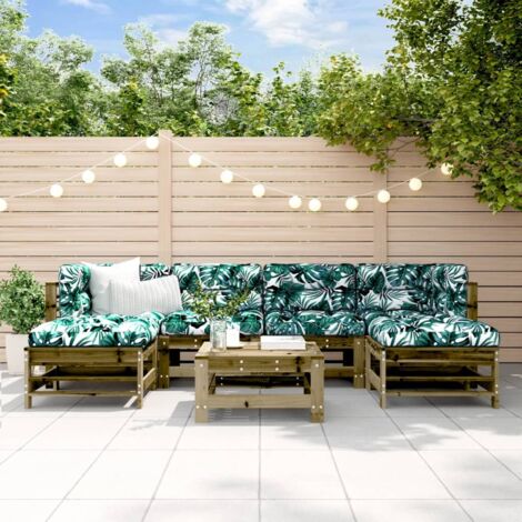 Juego de muebles jardín 7 pzas y cojines madera pino impregnada vidaXL (1/5)