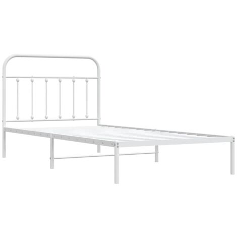 Estructura cama sin colchón con cabecero metal blanco 100x200cm vidaXL (1/5)