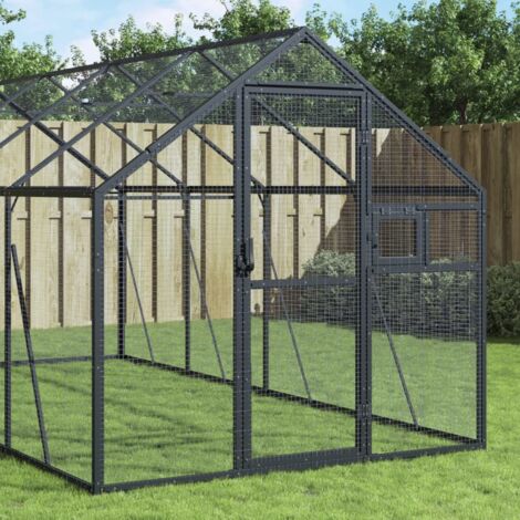 Pajarera de aluminio gris antracita 1,79x6x1,85 m vidaXL