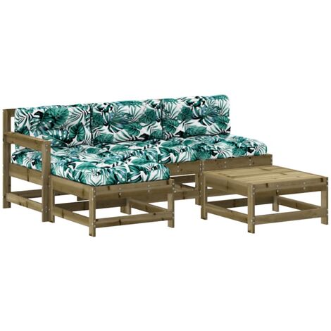 Juego de muebles jardín 5 pzas y cojines madera pino impregnada vidaXL (1/5)