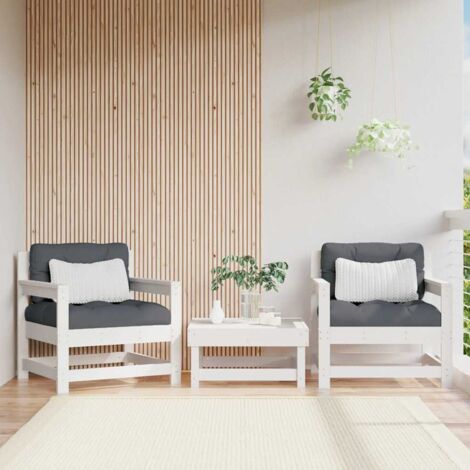 Sillones de jardín con cojines 2 uds madera maciza pino blanco vidaXL