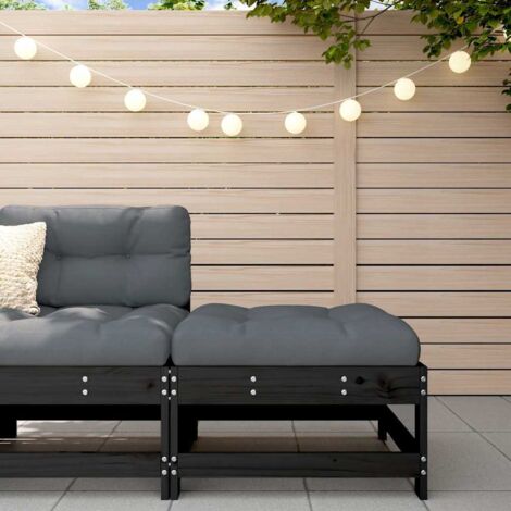 Taburete de jardín con cojín madera maciza de pino negro vidaXL