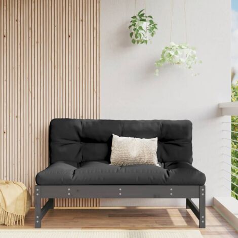 Sofá central madera maciza de pino gris 120x80 cm vidaXL