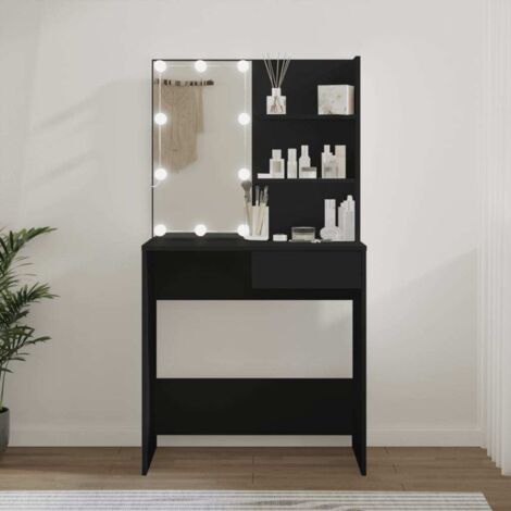 Tocador con LED negro 74,5x40x141 cm vidaXL