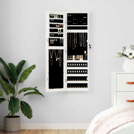 Espejo con joyero de pared blanco 30x8,5x106 cm vidaXL