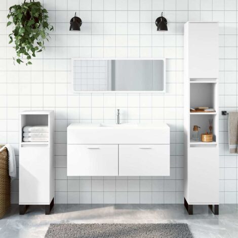 Armario de baño con espejo madera de ingeniería blanco vidaXL