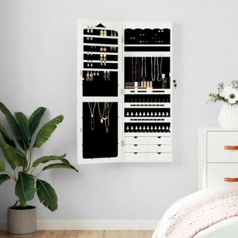 Espejo con joyero de pared blanco 37,5x10x106 cm vidaXL