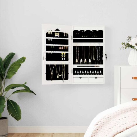 Espejo con joyero de pared blanco 37,5x10x67 cm vidaXL