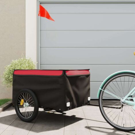 Remolque para bicicleta hierro negro y rojo 45 kg vidaXL