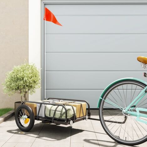 Remolque para bicicletas hierro negro 122x53x31 cm vidaXL