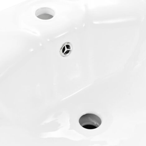 Lavabo De Cerámica Blanco Con Pedestal - 580x510x200 Mm, Orificio Para Grifo De 35 Mm, Fácil De Limpiar