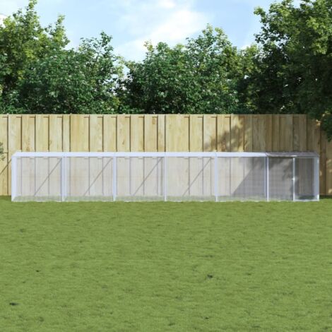 Gallinero con techo acero galvanizado gris claro 603x98x90 cm vidaXL