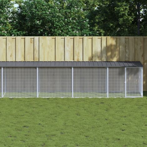 Gallinero con techo acero galvanizado antracita 803x98x90 cm vidaXL