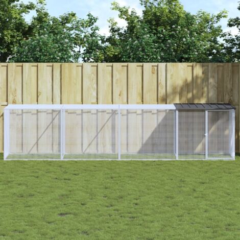 Gallinero con techo acero galvanizado antracita 403x98x90 cm vidaXL