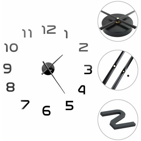 Reloj 3D de pared con diseño moderno 100 cm XXL negro vidaXL