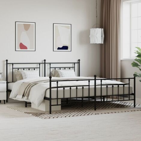 Estructura cama sin colchón con estribo metal negro 200x200 cm vidaXL (1/5)