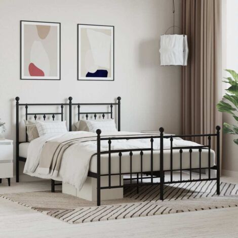 Estructura cama sin colchón con estribo metal negro 140x190 cm vidaXL (1/5)
