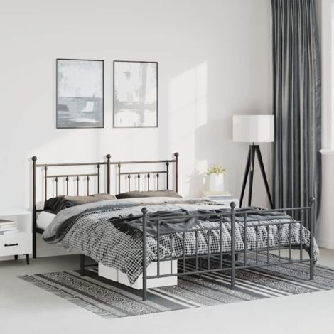 Estructura cama sin colchón con estribo metal negro 135x190 cm vidaXL (1/5)