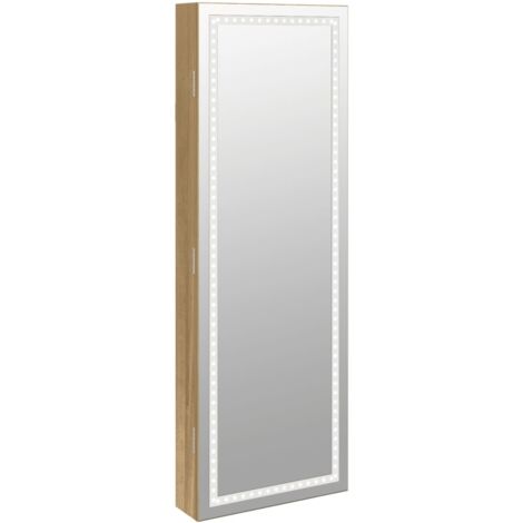 Espejo con joyero y luces LED para pared vidaXL