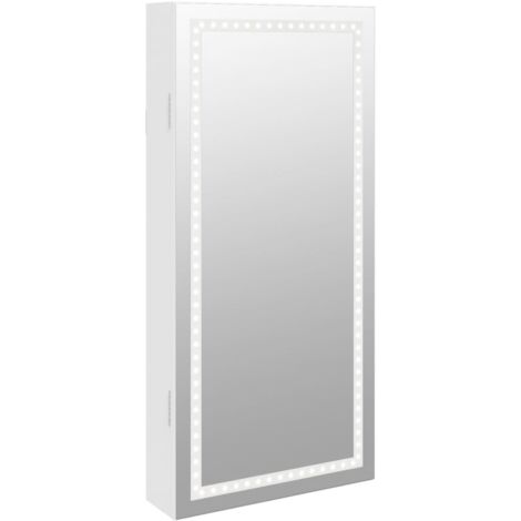 Espejo con joyero y luces LED para pared blanco vidaXL