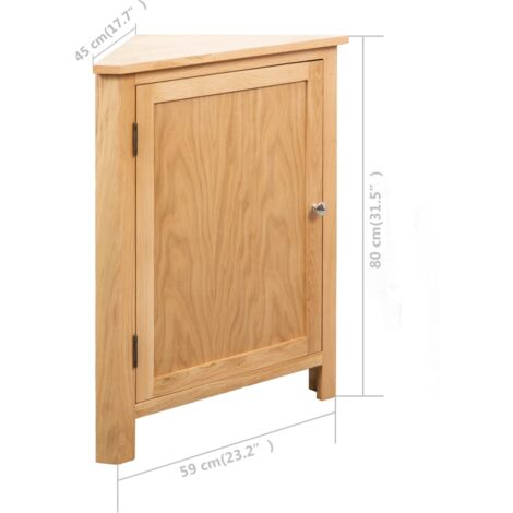 Armario de esquina de madera maciza de roble 59x45x80 cm vidaXL