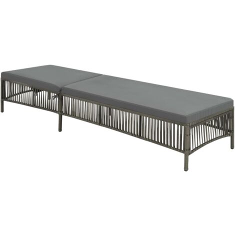 Tumbona con cojín de ratán sintético gris vidaXL (1/5)