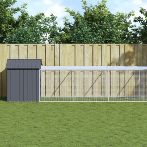 Jaula gallinas con corral acero galvanizado gris 117x1017x123cm vidaXL