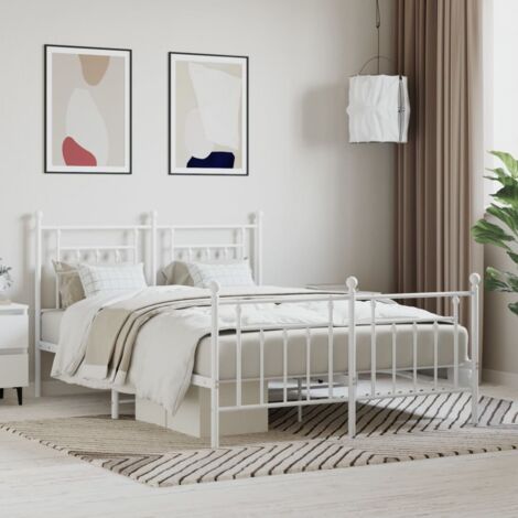 Estructura cama sin colchón con estribo metal blanco 140x200 cm vidaXL (1/5)