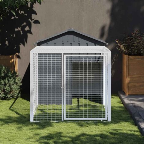 Jaula para gallinas con corral antracita 117x201x123 cm acero galvanizado vidaXL