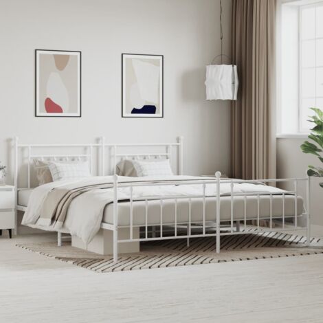 Estructura cama sin colchón con estribo metal blanco 200x200 cm vidaXL (1/5)
